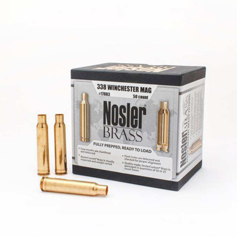 Nosler Custom Brass 338 Winchester Magnum Box of 50