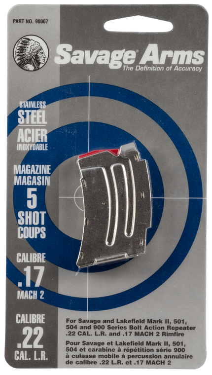 Savage Arms 90007 MKIIStainless Detachable 5rd for 22 LR, 17 Mach 2 Savage MKII