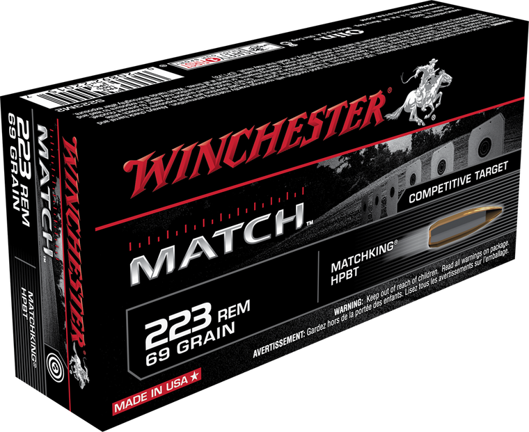 Winchester Match Ammunition 223 Remington 69 Grain Sierra MatchKing Hollow Point Boat Tail 20RD