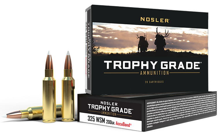 Nosler Trophy Grade Ammunition 325 Winchester Short Magnum (WSM) 200 Grain AccuBond 20RD