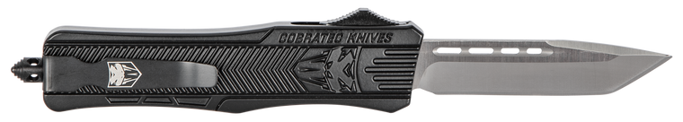 CobraTec Knives MBSTK1MTNS CTK-1Medium 3" OTF Tanto Plain D2 Steel Blade/Black Aluminum Handle Features Glass Breaker Includes Pocket Clip