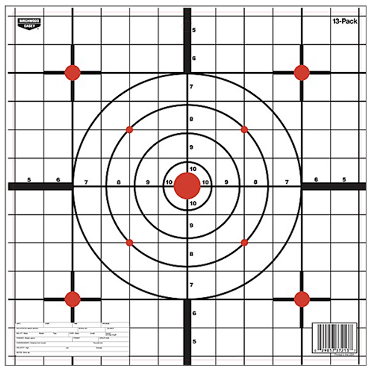 Birchwood Casey 37213 EZE-Scorer Sight-In 12" Bullseye Paper Hanging Black/White 13 Per Pkg