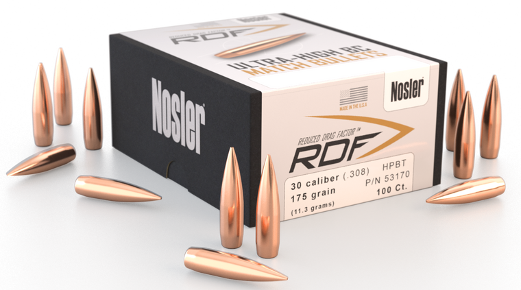 Nosler 53170 RDF Match 30 Cal .308 175 gr Hollow Point Boat-Tail (HPBT) 100 Per Box