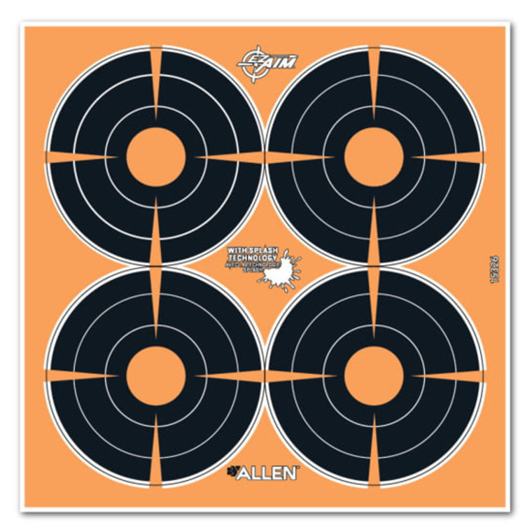 Allen 15326 EZ Aim Splash Self-Adhesive Paper 3" Bullseye Black/Orange 12 Per Pack 