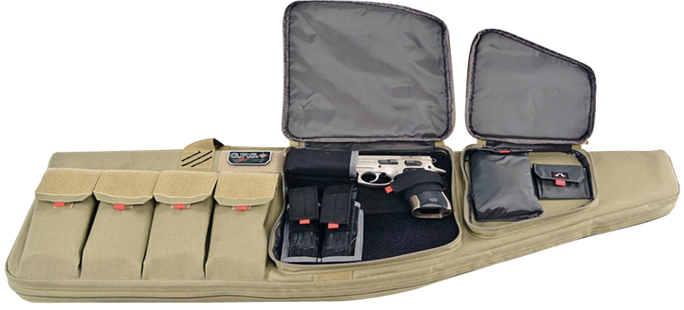 GPS Bags T42ART Tactical AR Case 42" Tan 1000D Nylon with Mag & Storage Pockets, Lockable Zippers, External Handgun Pocket & Visual ID Storage System