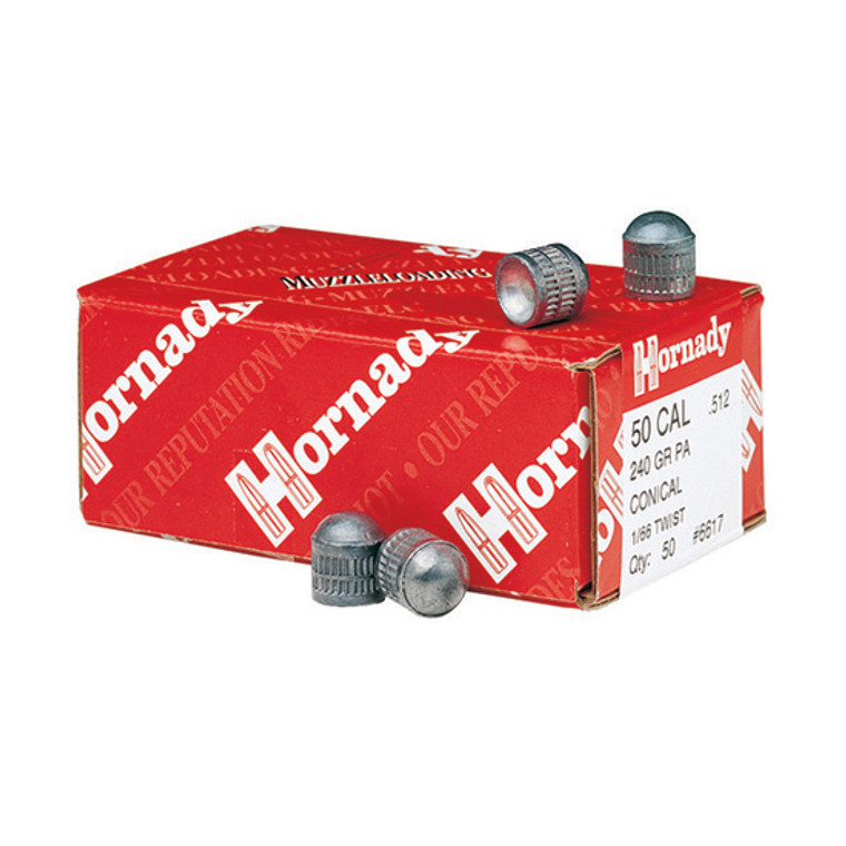 Hornady Pennsylvania Conical Muzzleloading Bullets 50 Caliber (512 Diameter) 240 Grain Box of 50