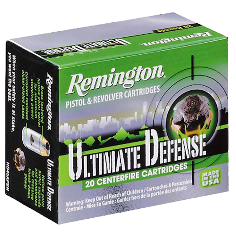 Remington HD Ultimate Defense Ammunition 380 ACP 102 Grain Brass Jacketed Hollow Point 20RD
