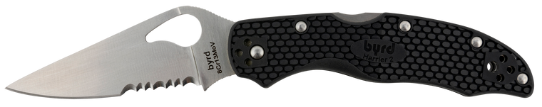 Spyderco BY01PSBK2 Byrd Harrier 2 Lightweight 3.36" Folding Part Serrated 3Cr13MoV SS Blade BlackTextured FRN Handle Includes Pocket Clip