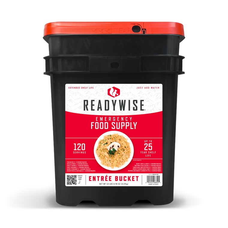 ReadyWise RW01120 Grab N Go Bucket Freeze Dried Entrees 120 Servings Per Bucket