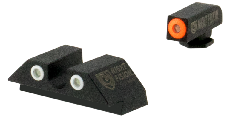 Night Fision GLK001007OGZ Tritium Night Sights For GlockBlack | Green Tritium Orange Ring Front Sight Green Tritium White Ring Rear Sight