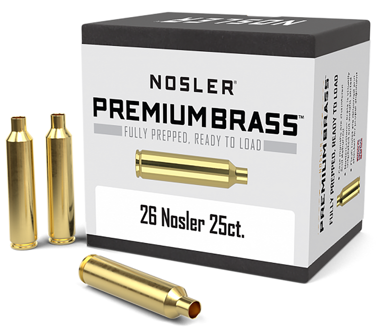 Nosler 10140 Premium Brass Unprimed Cases 26 Nosler Rifle Brass 25 Per Box