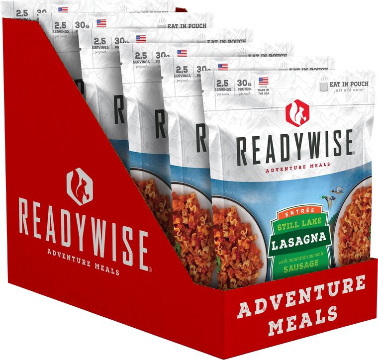 ReadyWise RW05005 Lasagna w/Sausage Freeze Dried Entrees 2.5 Servings In A Resealable Pouch, 6 Per Case