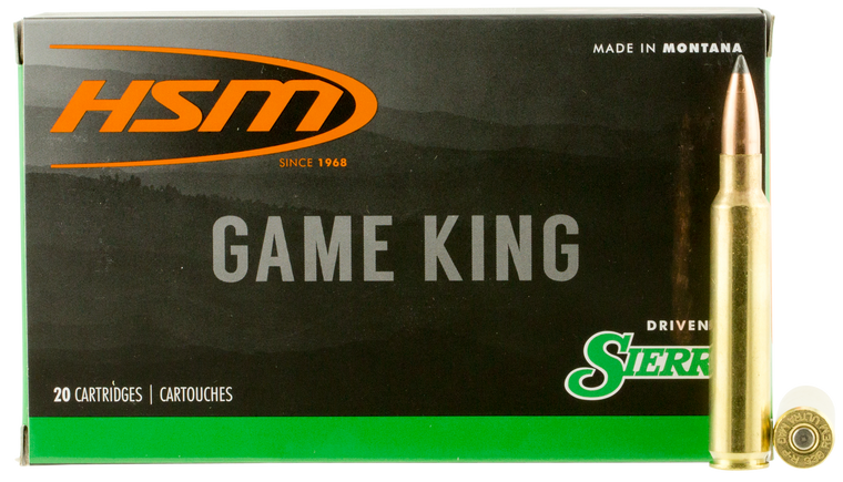 HSM 358WIN1N Game King Hunting 358 Win 225 gr Sierra GameKing Spitzer Boat-Tail (SGSBT) 20rd Bx