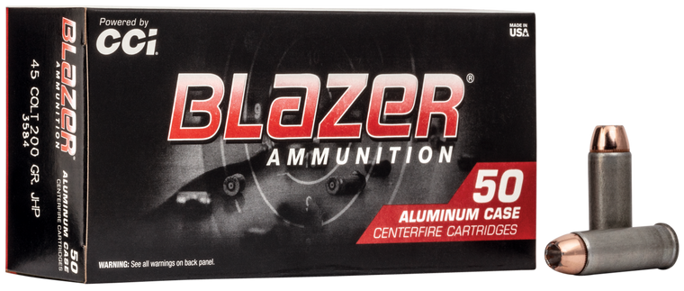 Blazer Ammunition 45 Colt (Long Colt) 200 Grain Jacketed Hollow Point Box of 50