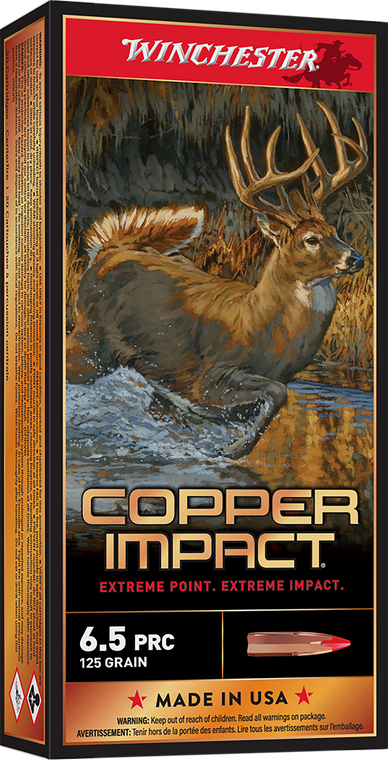Winchester Copper Impact Ammunition 6.5 PRC 125 Grain Copper Extreme Point Polymer Tip Lead Free 20RD