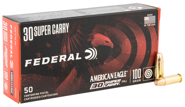 Federal American Eagle Ammunition 30 Super Carry 100 Grain Full Metal Jacket Box of 50