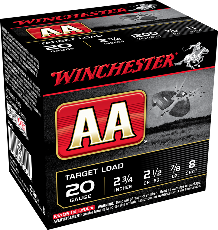 Winchester Ammo AA208 AA Target 20 Gauge 2.75" 7/8 oz 1200 fps 8 Shot 25ea 