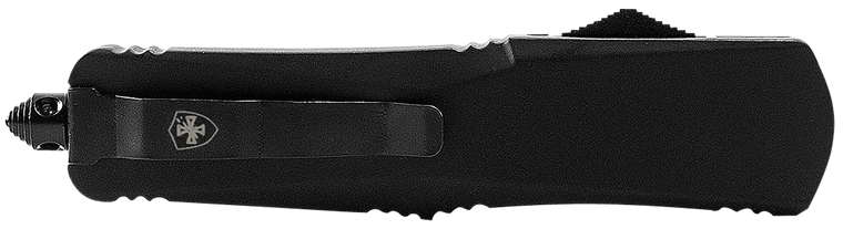Templar Knife MBR131 Black Rubber Gen II Slim 3.50" OTF Dagger Plain Black Oxide Stonewashed 440C SS Blade/5.05" Black Rubber Coated Aluminum Features Glass Breaker Includes Pocket Clip/Sheath