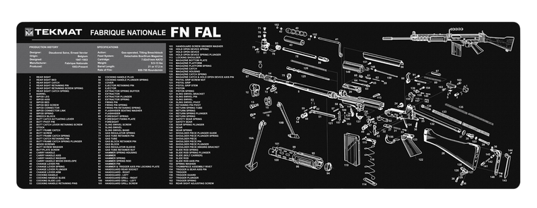 TekMat TEKR36FNFAL FN-FAL Cleaning Mat Black/White Rubber 36" Long FN-FAL Parts Diagram
