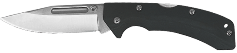 AccuSharp 711C Lockback3" Folding Clip Point Plain Stainless Steel Blade/Black FRN Handle Includes Allen Wrench