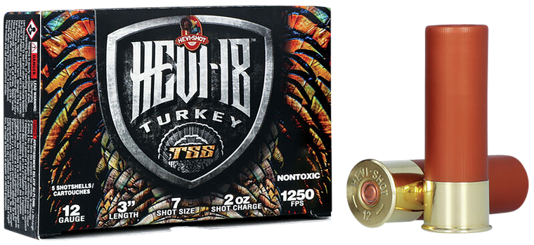 HEVI-Shot HS4007 HEVI-18 Turkey TSS 12 Gauge 3" 2 oz 1250 fps Tungsten 7 Shot 5 Bx/10 Cs