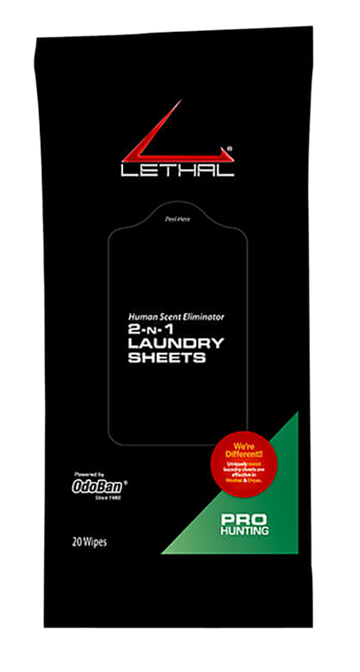 Lethal 9685D6720W 2-N-1 Laundry Sheets Odor Eliminator Odorless Scent Dryer Sheet 20 Per Pkg