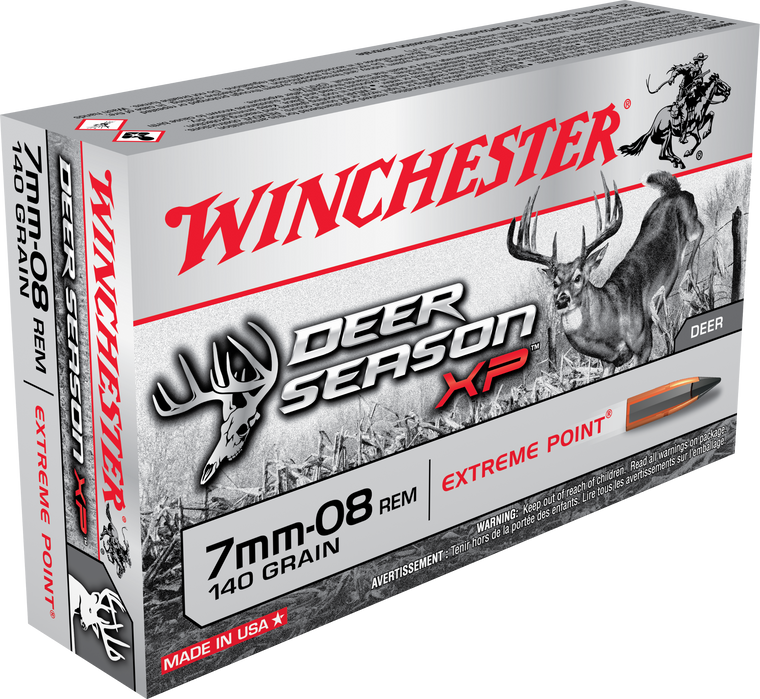 Winchester Ammo X708DS Deer Season XP Hunting 7mm-08 Rem 140 gr Extreme Point 20 Per Box/ 10 Cs