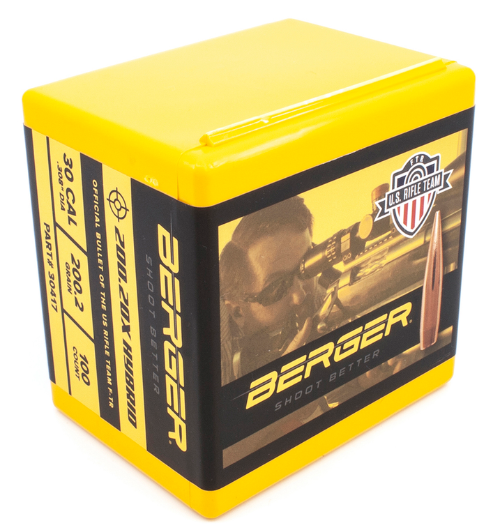 Berger 200.20x Hybrid Target Bullets 30 Caliber (308 Diameter) 200 Grain Hollow Point Boat Tail