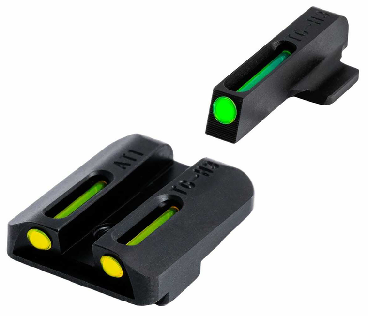 TruGlo TGTG131NT1Y TFOBlack | Green Tritium & Fiber Optic Front Sight Yellow Tritium & Fiber Optic Rear Sight