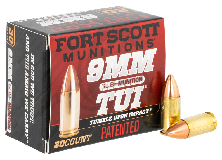 Fort Scott Munitions 9MM125SCVSS Tumble Upon Impact (TUI) Self Defense 9mm Luger Subsonic 125 gr Solid Copper Spun (SCS) 20rd Bx