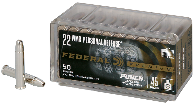 Federal Premium Punch Ammunition 22 Winchester Magnum Rimfire (WMR) 45 Grain Jacketed Hollow Point Box of 50