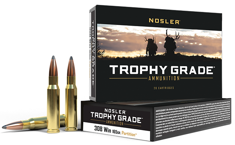 Nosler Trophy Grade Ammunition 308 Winchester 165 Grain Partition 20RD