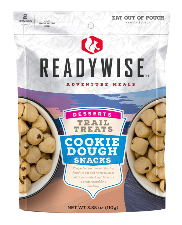 ReadyWise RW05013 Outdoor Food Kit Trail Treats Cookie Dough Snacks 2 Servings In A Resealable Pouch, 6 Per Case