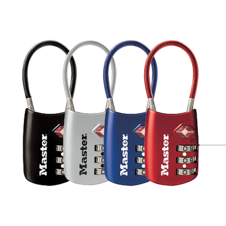 MasterLock One Flexible Combination Shackle Lock, Assorted Blue, Red, Silver or Black. 4688D 