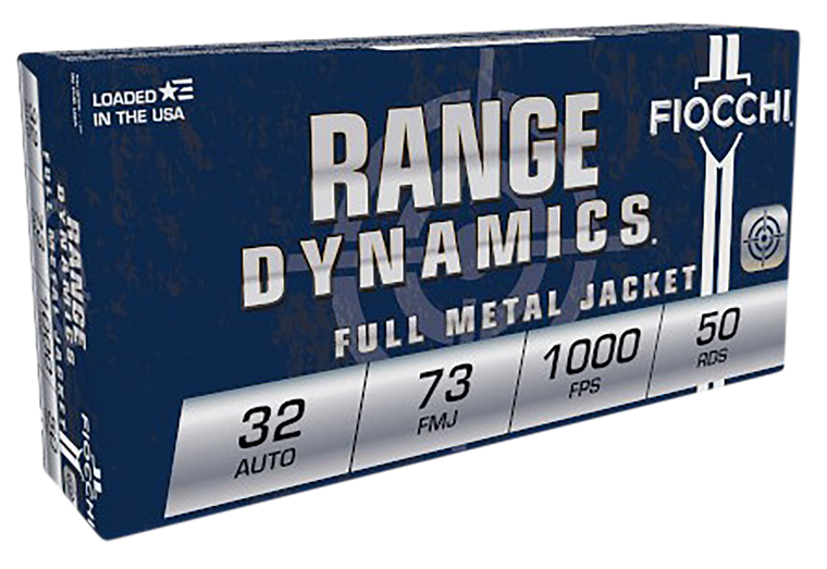 Fiocchi Range Dynamics Ammunition 32 ACP 73 Grain Full Metal Jacket Box of 50