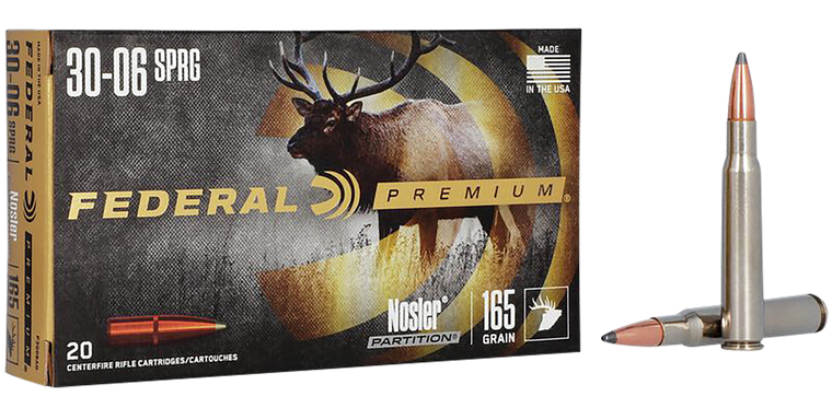 Federal Premium Ammunition 30-06 Springfield 165 Grain Nosler Partition 20RD
