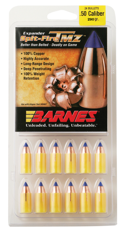 Barnes Spit-Fire TMZ Muzzleloading Bullets 50 Caliber Sabot with 45 Caliber Polymer Tip Boat Tail Lead-Free