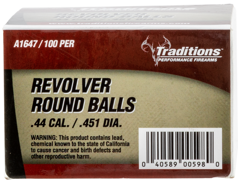 Traditions A1647 Revolver44 Cal Lead Ball .451 Dia 140 gr 100