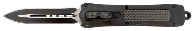 Steel River Knives A163BD Spartan3.50" OTF Dagger Plain Black/Silver 440C SS Blade/ Black w/Carbon Fiber Inlay Aluminum Zinc Alloy Handle