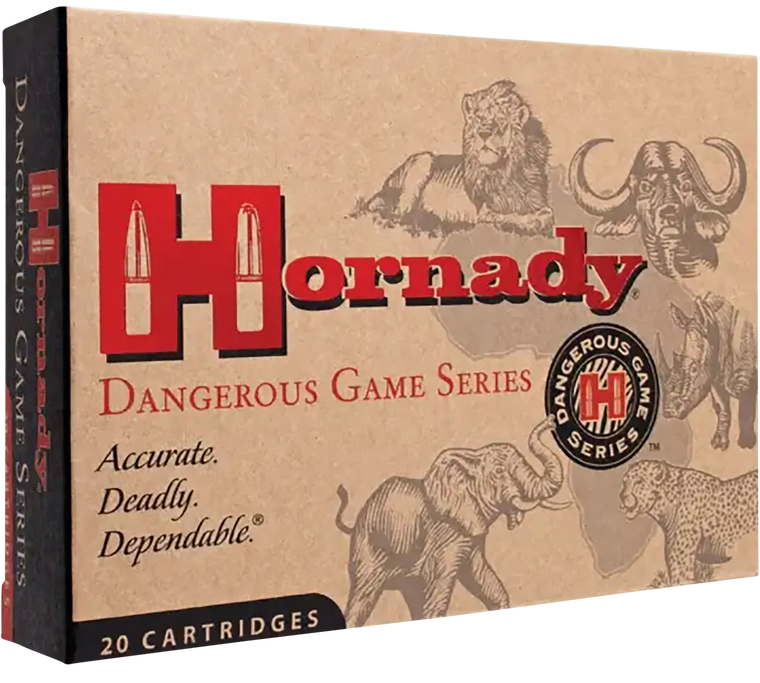 Hornady Dangerous Game Ammunition 375 H&H Magnum 300 Grain DGS Flat Nose Solid 20RD