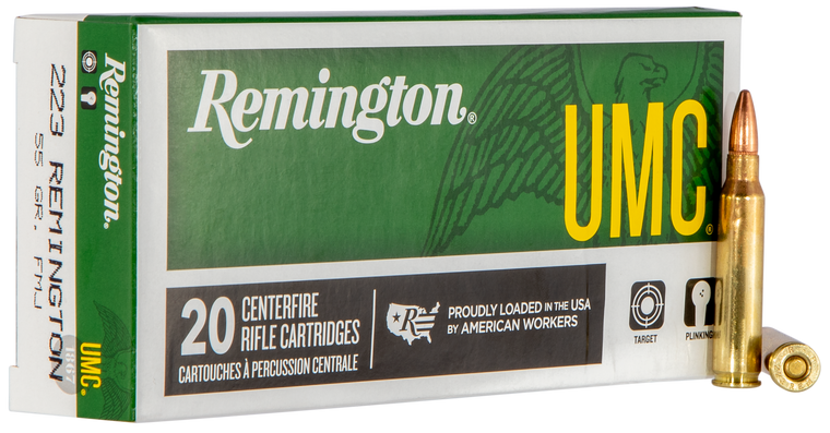 Remington Ammunition 23711 UMC Target 223 Rem 55 gr FMJ20 Per Box/ 10 Cs