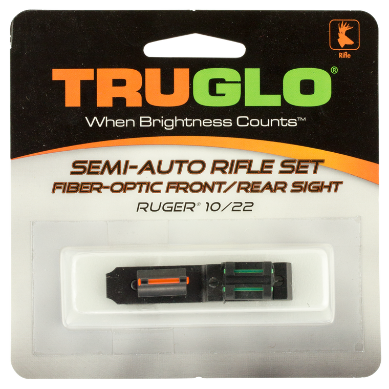 TRUGLO Sight Set Ruger 10/22 Steel Blue Fiber Optic Green