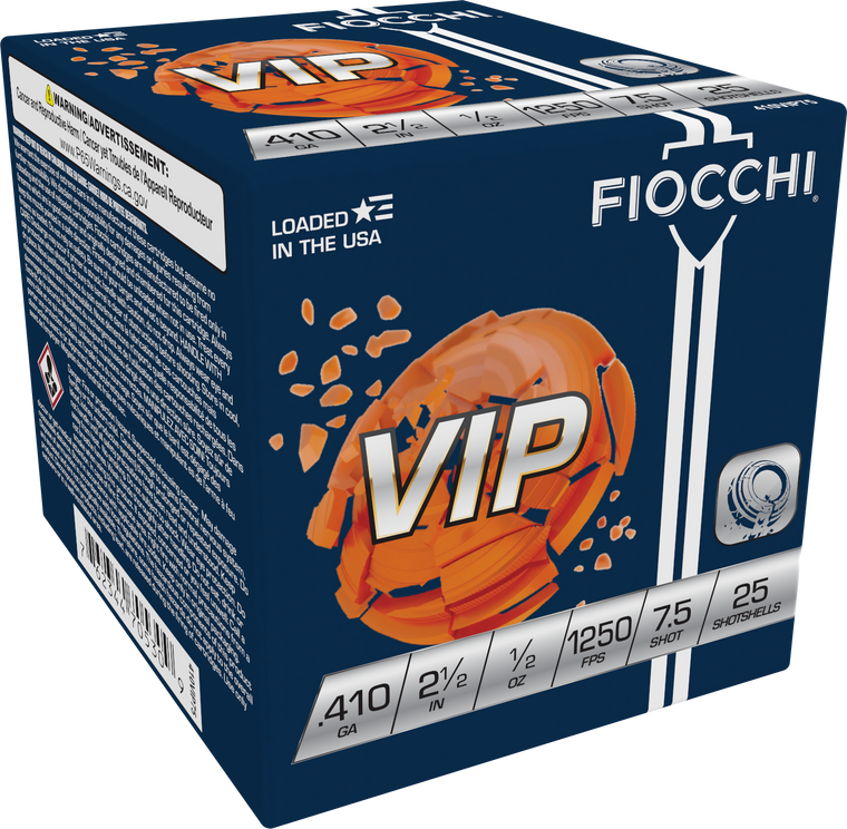 Fiocchi 410VIP75 Exacta Target VIP 410 Gauge 2.50" 1/2 oz 1250 fps 7.5 Shot 25ea 