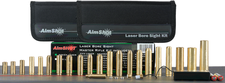 AimShotMaster KitMulti-Caliber Bore Sight with Red 650nM Laser, Uses L736 Button Cell Batteries & 2 AAA Batteries for Battery Pack for Rifles (Batteries Not Included)