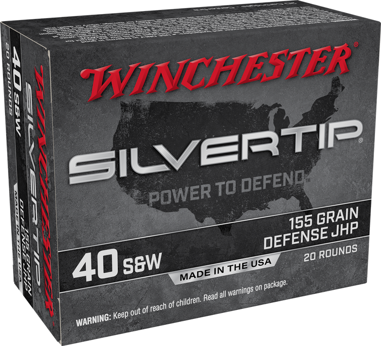 Winchester Silvertip Defense Ammunition 40 S&W 155 Grain Jacketed Hollow Point 20RD