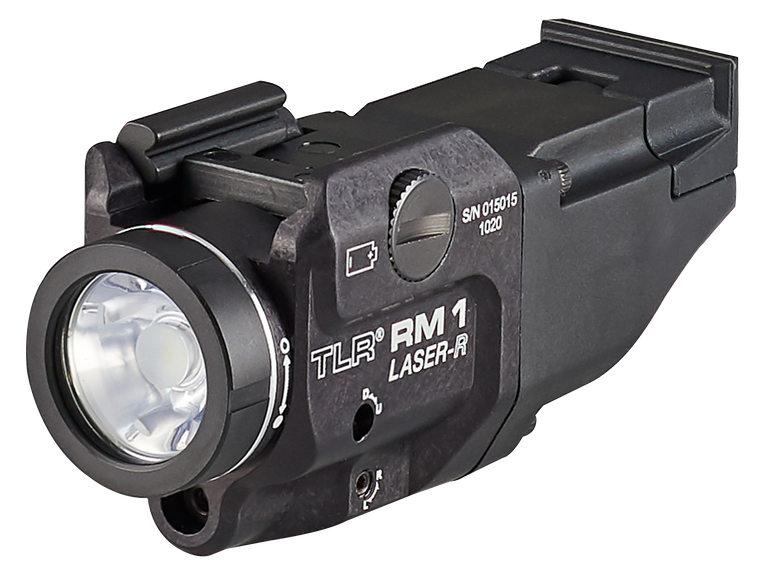 Streamlight 69446 TLR RM 1 Weapon Light w/Laser 140/500 Lumens Output White LED Light Red Laser 140 Meters Beam Rail Grip Clamp Mount Black Anodized Aluminum