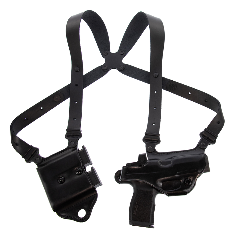 Galco MCII224B Miami Classic II Shoulder System Size Fits Chest Up To 56" Black Leather Harness Fits Glock 19 Gen1-5 Fits Glock 17 Gen1-5 Fits Glock 22 Gen2-5 Right Hand