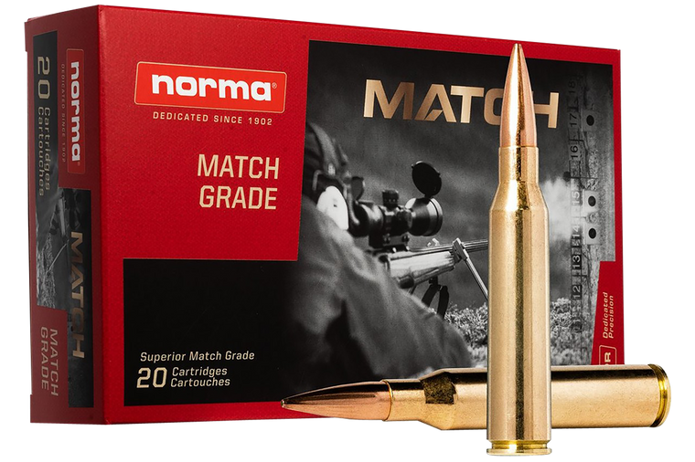 Norma Ammunition 10185442 Dedicated Precision Golden Target Match 338 Norma Mag 250 gr Hollow Point Boat-Tail (HPBT) 20 Per Box/ 10 Cs