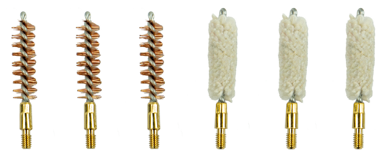 KleenBore 9-SET Handgun Brush & Mop Set 9mm/38 Cal/357 Cal #8-32 Thread Cotton Mop/Bronze Bristles