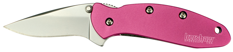 Kershaw 1600PINK Chive1.90" Folding Drop Point Plain Bead Blasted 420HC SS Blade Pink Anodized Aluminum Handle Includes Pocket Clip